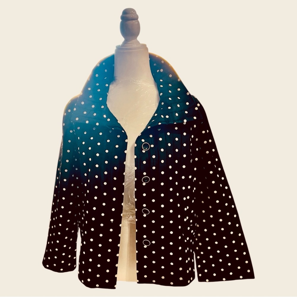 Carlisle Silk Black and White Polka Dot Cropped Blazer